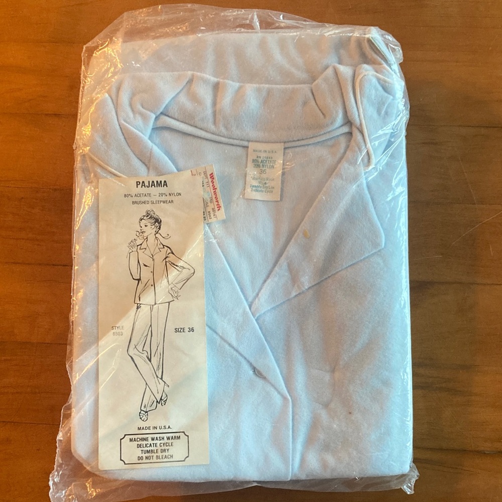 Women's Light Blue Pajama Set. Woolworths. Made in USA. VINTAGE.
